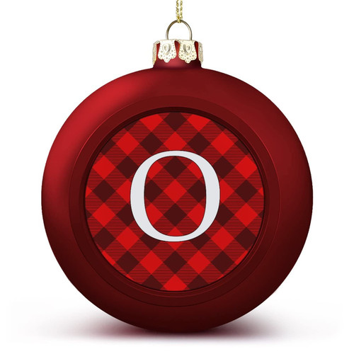 Christmas Buffalo Plaids Ball Ornament,Christmas 26 Letter Ball Ornaments, Monogram Initial Letter O Ornaments for Christmas Tree Letter Decoration Pendant