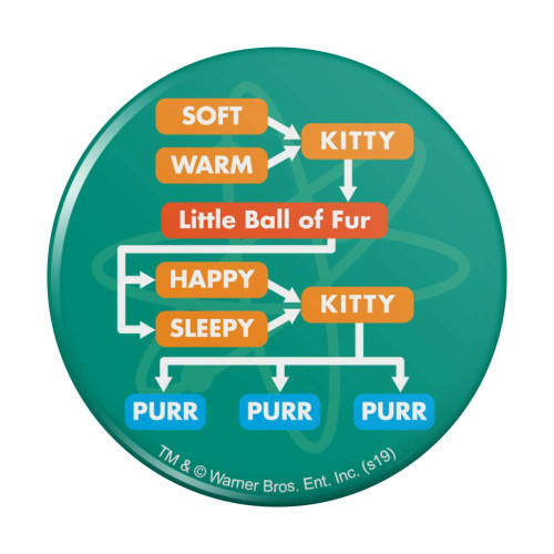 Big Bang Theory Soft Kitty Flow Chart Kitchen Refrigerator Locker Button Magnet