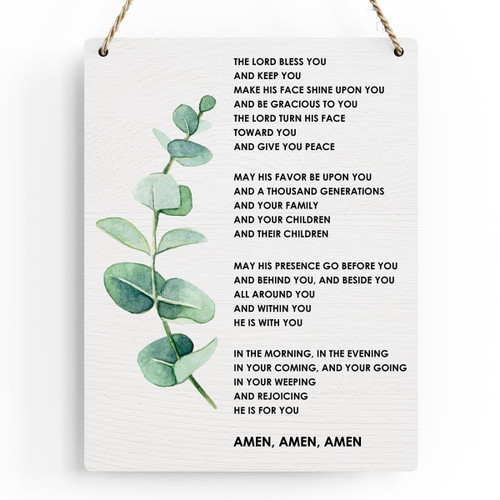Christian Elevation Worship Wood Wall Art The Blessing Lyrics Numbers 6:24-26 Hanging Sign Bible Verse Plaque Signs Scripture The Lord Bless You Office Home Nursery Wall Decor Religious Gift 8x10 Inch
