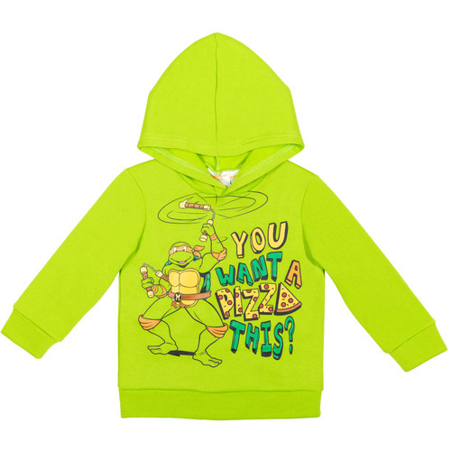 Teenage Mutant Ninja Turtles Michelangelo Big Boys Fleece Pullover Hoodie Green 14-16
