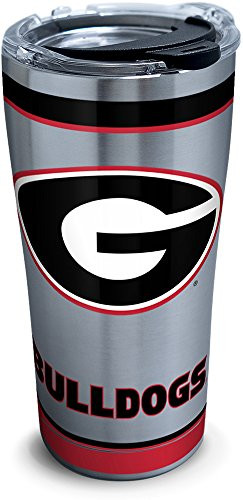 Tervis 1297300 NCAA Georgia Bulldogs Tradition Stainless Steel Tumbler with Lid, 20 oz, Silver