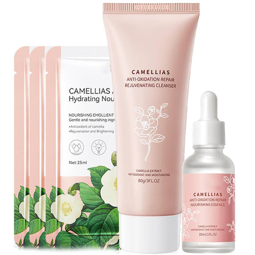 Camellia Extract Skin Care Sets, Skin Care Gift Set for Women Girls, Face Skin Care Routine Kit for Women, 5Pcs Skin Care Products Set with Cleanser,Mask, Face Serum