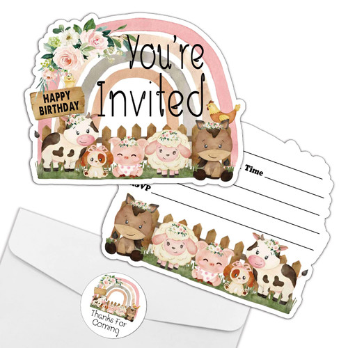 REWIDPARTY Farm Animals Themed Party Invitations with Envelopes & Stickers?Set of 15? Rainbow Fill-in Invitations Kids Party Invites Cards Party Supplies Favors for Birthday Baby Shower Graduations REWIDPARTY Farm Animals Themed Party Invitations with Envelopes & Stickers?Set of 15? Rainbow Fill-in Invitations Kids Party Invites Cards Party Supplies Favors for Birthday Baby Shower Graduations