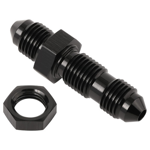 Podavelle 3AN Male Flare Straight Bulkhead Fitting Adapter with 3AN Nut Aluminum Black