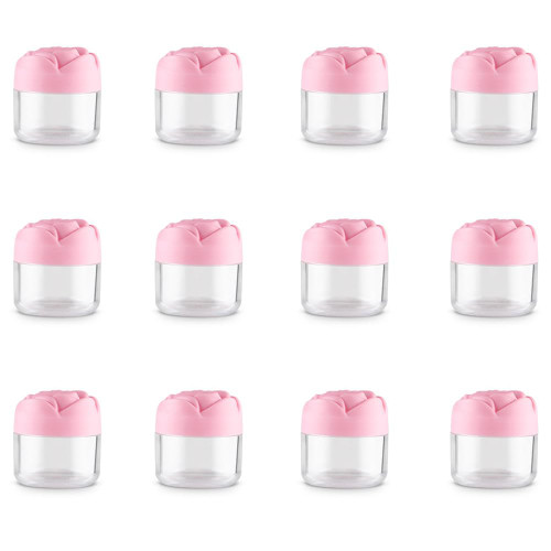 12 Pieces 20g Plastic Cosmetic Jars Cosmetic Containers Travel Cream Jars Containers Mini Cosmetic Makeup Jars Refillable Empty Lotion Cream Containers with Rose Shaped Lid, Pink 12 Pieces 20g Plastic Cosmetic Jars Cosmetic Containers Travel Cream Jars Containers Mini Cosmetic Makeup Jars Refillable Empty Lotion Cream Containers with Rose Shaped Lid, Pink