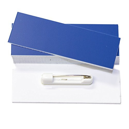 Name Badge Blanks with Pin - 25 Pack Blue 1" X 3"