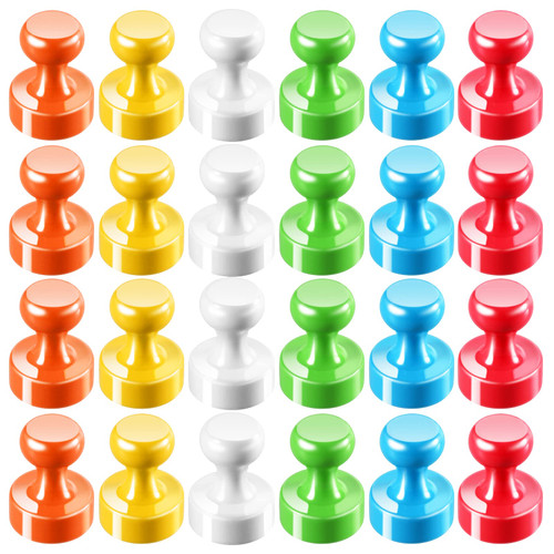 GOOZADA 24Pack Colorful Push Pin Magnets 6 Assorted Color Office Magnets for Whiteboard Small Magnetic Push Pins Strong Magnets Fridge Perfect for Refrigerator White board Map School Classroom Teacher