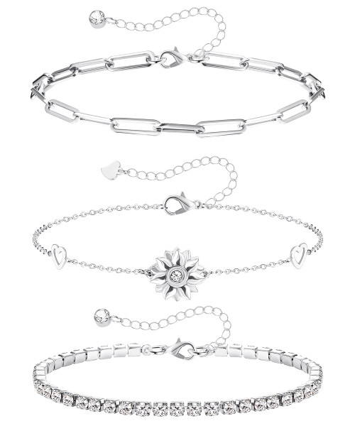 Florideco 3Pcs Stainless Steel Ankle Bracelets Set for Women Boho Beach Anklet Chain Adjustable Dainty Layered Anklet Foot Jewelry Florideco 3Pcs Stainless Steel Ankle Bracelets Set for Women Boho Beach Anklet Chain Adjustable Dainty Layered Anklet Foot Jewelry
