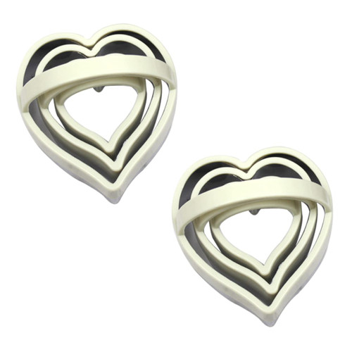 EXQUIMEUBLE 2 Sets stainless steel mold pudding cutter cake stencil baking valentines day chocolate cutters pastry cutter musibi molds Heart Shape Cookie Cutters Cake Biscuit candy Cake mold