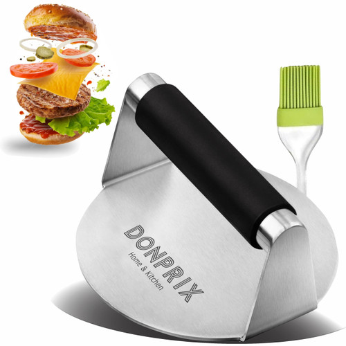 Smash Burger Press Kit with Anti-Scald Handle - Stainless Steel Hamburger Press - 5.5 In Round Hamburger Smasher Tool - Burger Smasher for Griddle - Smashburger & Patty Press, Bacon press, Grill Press Smash Burger Press Kit with Anti-Scald Handle - Stainless Steel Hamburger Press - 5.5 In Round Hamburger Smasher Tool - Burger Smasher for Griddle - Smashburger & Patty Press, Bacon press, Grill Press