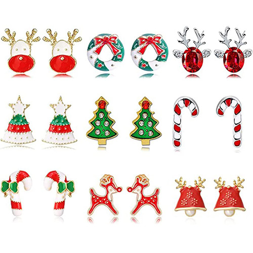 9 Pairs Christmas Earrings for Teen Girls Holiday Earrings Bow Knot Snowflake Jingle Bell Reindeer Chrismtas Earrings for Women Cute Xmas Party Gifts?9 stud Pairs? 9 Pairs Christmas Earrings for Teen Girls Holiday Earrings Bow Knot Snowflake Jingle Bell Reindeer Chrismtas Earrings for Women Cute Xmas Party Gifts?9 stud Pairs?