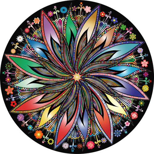 Flower Mandala Puzzle 1000 Piece, Round Colorful Gradient Puzzle, Impossible Difficult Hard Jigsaw Puzzles for Adult