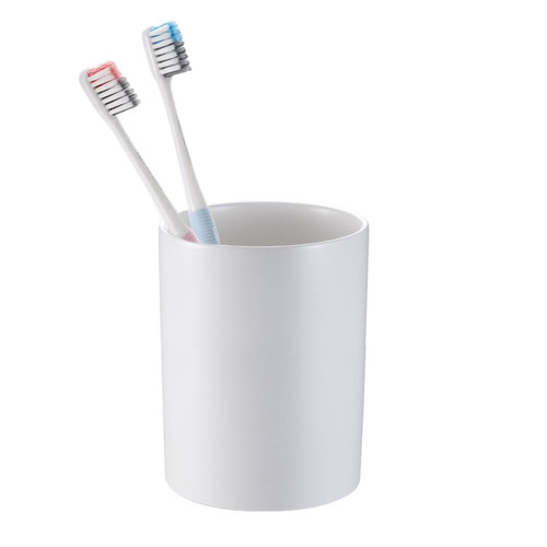 Toothbrush Holder and Cup for Bathrooms, Matte Tooth Brushing Cup Holders, Tooth Brush Organizer for Countertop, Ceramic Toothbrush and Toothpaste Holder Storage Stand, Tumbler Cup White