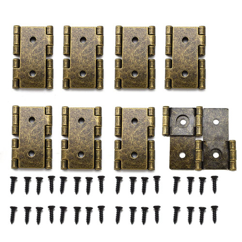 Folding Screen Gate Hinges Retro Style Double-Acting Door Hinges with Mounting Screws - 8 PCS Bronze