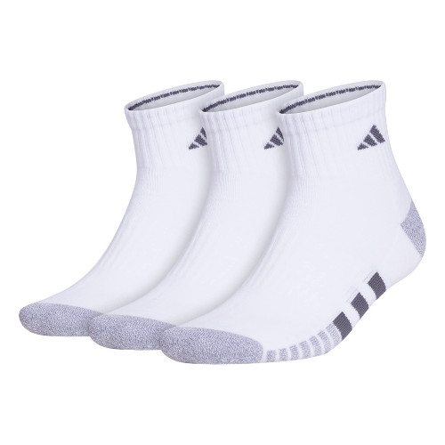 adidas Mens Cushioned Quarter Socks (3-Pair), White/Grey/Onix Grey, Large adidas Mens Cushioned Quarter Socks (3-Pair), White/Grey/Onix Grey, Large