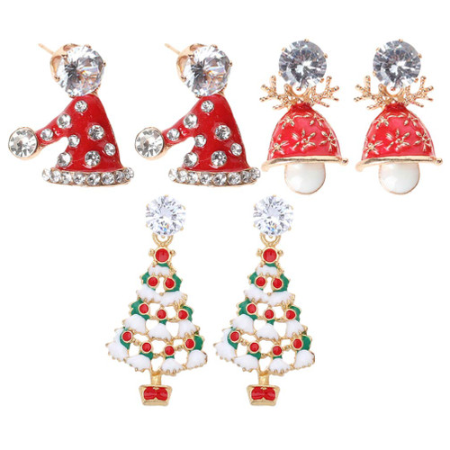 NOLITOY 3 Pairs Christmas Suit Jingle Bell Earring Stud Christmas Santa Claus Earrings Christmas Jewelry for Women Earrings Hoops for Women Christmas Ear Studs Zircon The Bell Festive Miss NOLITOY 3 Pairs Christmas Suit Jingle Bell Earring Stud Christmas Santa Claus Earrings Christmas Jewelry for Women Earrings Hoops for Women Christmas Ear Studs Zircon The Bell Festive Miss