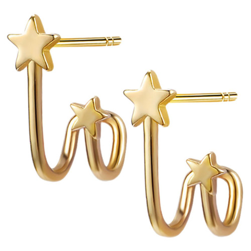 OFFSCH 1 Pair pentagram earrings ear jewelry women earrings double earrings for one hole ear studs women stud
