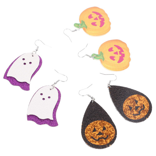 HONMEET 4 Pairs Pumpkin Ghost Earrings dangle earrings halloween jewelry drop earrings halloween women earrings girl earrings halloween themed earrings Miss earhook pu leather flash HONMEET 4 Pairs Pumpkin Ghost Earrings dangle earrings halloween jewelry drop earrings halloween women earrings girl earrings halloween themed earrings Miss earhook pu leather flash