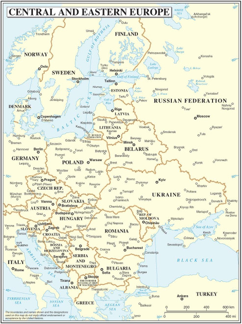 Gifts Delight Laminated 24x32 Poster: Central and Eastern Europe Map