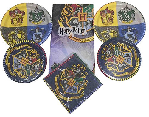 FB Merchandising Harry Potter Party Supplies Pack For 16 Bundle - Includes Tablecloth, 16 Dinner Plates, 16 Dessert Plates, and 16 Dinner Napkins