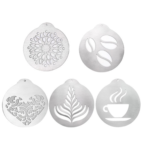 5PCS Coffee Decorating Stencil Special Lattes Art Stencils Baristas Cappuccinos Art Templates Coffee Garlands Moulds Cappuccinos Art Templates