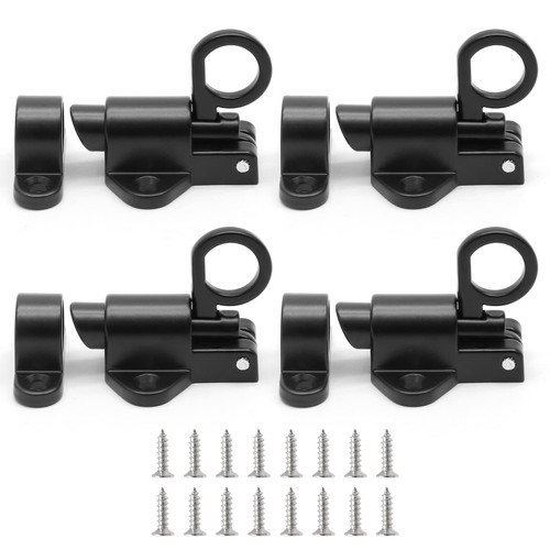 Suiwotin 4pcs Self-Closing Door Latch, Spring Door Lock Latch, Spring Load Bolt Latch, Security Pull Ring Spring Gate Latch for Automatic Window Shed Door (Black)