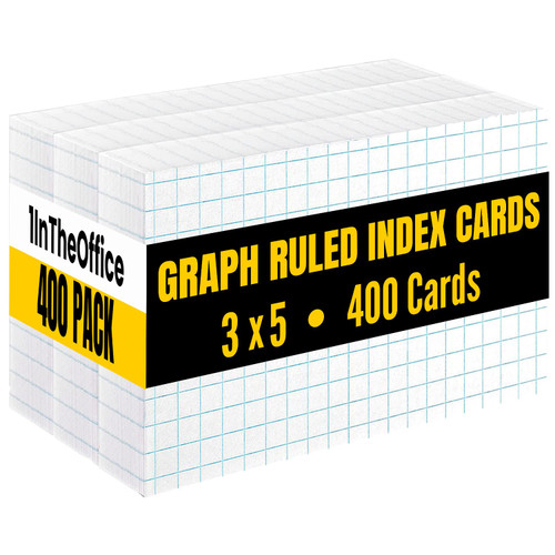 1InTheOffice Graph Ruled Index Cards 3x5, Index Cards Grid Ruled, Lined Notecards 3x5, Small Index Cards, White, 400 Pack 1InTheOffice Graph Ruled Index Cards 3x5, Index Cards Grid Ruled, Lined Notecards 3x5, Small Index Cards, White, 400 Pack