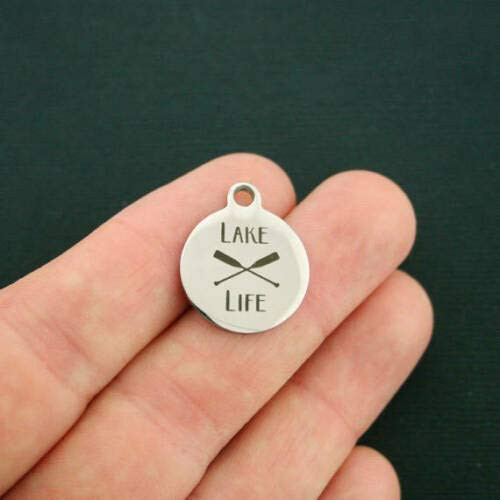 2 Charms Lake Life Stainless Steel Charms - with Oars