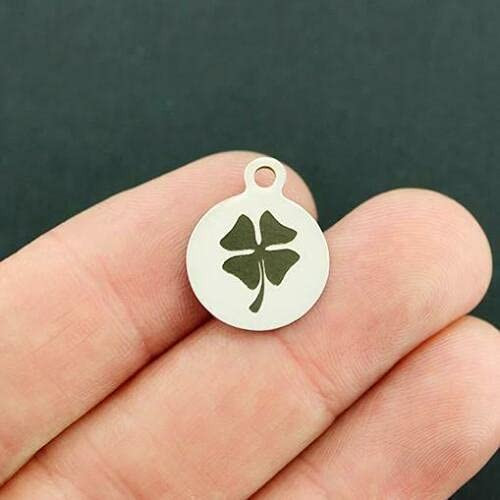 2 Charms Clover Stainless Steel Charms - Smaller Size