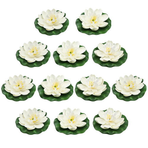 PietyPet 12pcs Floating Foam Lotus Flowers with Lily Pads, Artificial Pond Plants Ornaments for Pool Aquarium Water Decoration, White PietyPet 12pcs Floating Foam Lotus Flowers with Lily Pads, Artificial Pond Plants Ornaments for Pool Aquarium Water Decoration, White