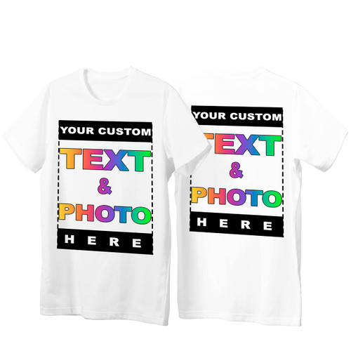 Custom T-Shirts - Personalized Unisex Crewneck Tee Shirt - Customize Your Image & Text & Photo - Men Women Adult Unisex Size - Medium White