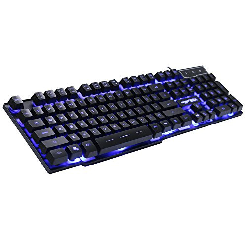 Lanker 3 Colors LED Backlight Mechanical Multimedia Keyboard - Wired, 104 Keys Layout and Spill Resistant for Gaming and Office - GK02A