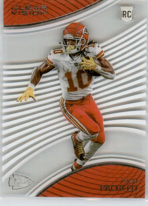 2022 Panini Chronicles Clear Vision Rookies #26 Isiah Pacheco Kansas City Chiefs RC Rookie Football Trading Card 2022 Panini Chronicles Clear Vision Rookies #26 Isiah Pacheco Kansas City Chiefs RC Rookie Football Trading Card