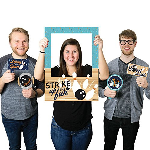 Big Dot of Happiness Strike Up The Fun - Bowling - Birthday Party or Baby Shower Selfie Photo Booth Picture Frame & Props - Printed on Sturdy Material