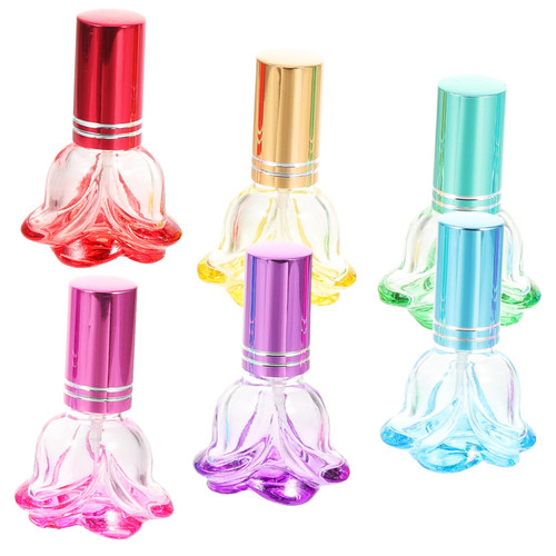 ADOCARN 6pcs Color Perfume Bottle Sprayer for Perfume Empty Spray Bottles Sample Container Refillable Fragrance Vial Refillable Atomizers Mini Perfume Bottles Terrarium Flower Shape Glass