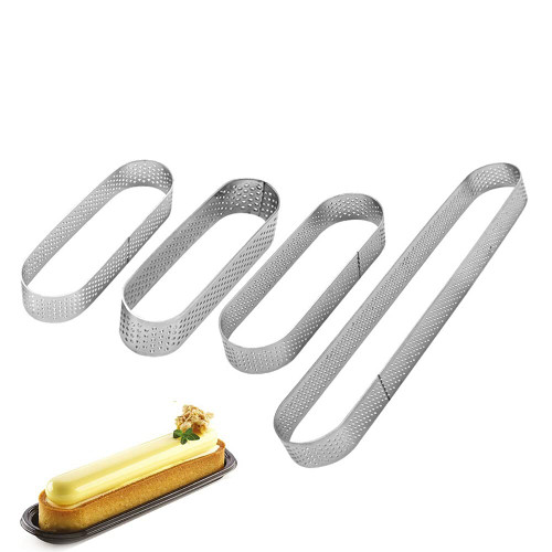 4PCS Tart Ring Food Rings Molds, Stainless Steel Cake Rings Oval Shape Mousse Cake Cutter Baking Mold Pastry Baking Tool