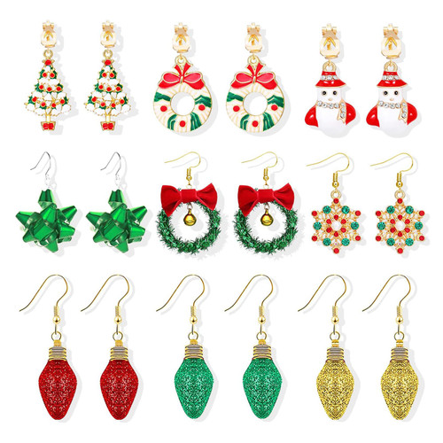 9 Pairs Christmas Earrings for Women Dangling, Christmas Stud Earrings and Christmas Dangle Earrings Bulk for Girls Christmas Jewelry for Gift (Set of 9 earrings) 9 Pairs Christmas Earrings for Women Dangling, Christmas Stud Earrings and Christmas Dangle Earrings Bulk for Girls Christmas Jewelry for Gift (Set of 9 earrings)
