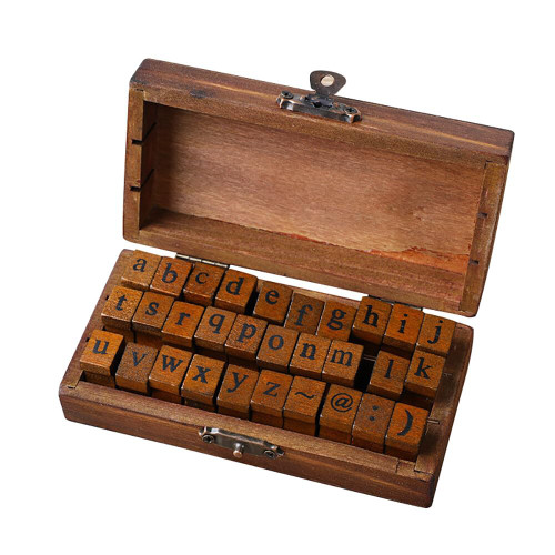 30Pcs Wooden Rubber Alphabet 26 Letter Stamps,Wooden Rubber Number Letter,Stamper Seal Symbol Set with Storage Box for DIY Craft Card Making Happy Planner Scrapbooking, Type 4