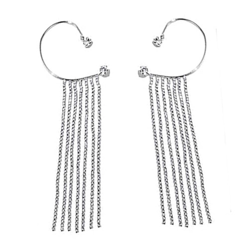 Ploange A Pair of Sparkling Diamond Tassel Earrings, Long Dangle Chain Earrings for Women, Dangle Ear Cuff Earrings Without Pierced Earrings, Long Earrings for Women and Girls (Silve) Ploange A Pair of Sparkling Diamond Tassel Earrings, Long Dangle Chain Earrings for Women, Dangle Ear Cuff Earrings Without Pierced Earrings, Long Earrings for Women and Girls (Silve)