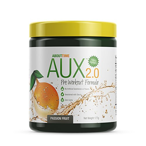 About Time AUX Preworkout Passion Fruit, 30 Servings - Performance Blend, Energize and Restore Formula, 0 Sugars, 0 Calories, 0 Fat