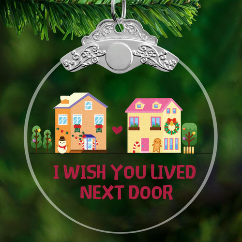 Friendship Gifts for Women Best Friends I Wish You Lived Next Door Ornaments Keepsake Glass Plaque for BFF Bestie Soul Sister Birthday Christmas Graduation Long Distance Friendship Gifts