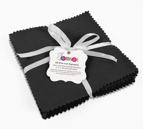 Soimoi Solid Black Precut 5 inch Cotton Fabric Quilting Squares Charm Pack DIY Patchwork Sewing Craft