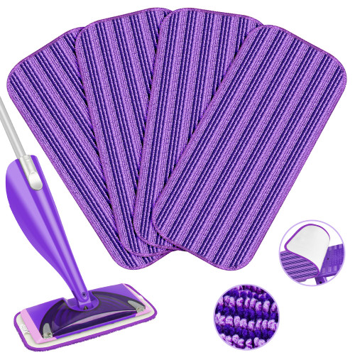 4x Reusable Mop Pads Compatible with Swiffer WetJet Mops - Washable Microfiber Replacement Pads Wet Jet Pads Refills Mopping Cloths Wet Dry Head for Swiffer Wet Jet Mop Hardwood Floor Cleaning, Purple 4x Reusable Mop Pads Compatible with Swiffer WetJet Mops - Washable Microfiber Replacement Pads Wet Jet Pads Refills Mopping Cloths Wet Dry Head for Swiffer Wet Jet Mop Hardwood Floor Cleaning, Purple