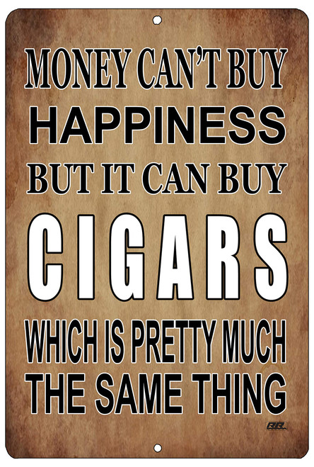 Funny Sarcastic Metal Tin Sign Wall Decor Man Cave Bar Money Happiness Cigars