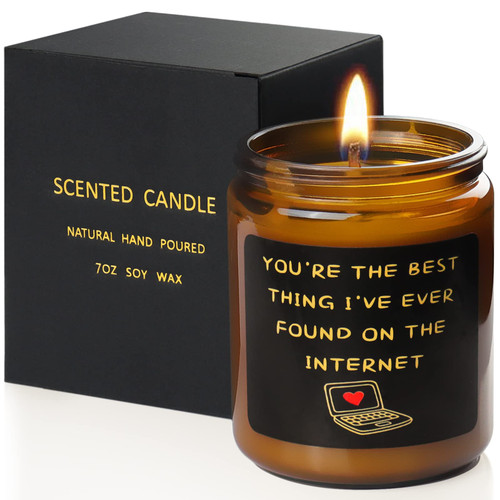 Gifts for Women Men - Funny Romantic Gifts for Her Him Birthday Anniversary Christmas Valentine's Day Gift for Girlfriend Wife Boyfriend Husband BFF Friend Bestie Online Dating Present Lavender Candle