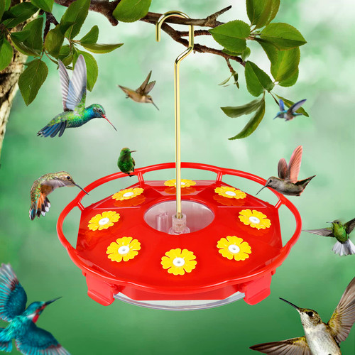 Hummingbird Feeders for Outdoors Hanging, 8 Feeding Ports for Attract More Hummingbirds, Ant & Bee Proof, No Leak Humming Bird Feeder Outside, Easy to Clean and Fill Plastic Saucer Feeder 12Oz Hummingbird Feeders for Outdoors Hanging, 8 Feeding Ports for Attract More Hummingbirds, Ant & Bee Proof, No Leak Humming Bird Feeder Outside, Easy to Clean and Fill Plastic Saucer Feeder 12Oz