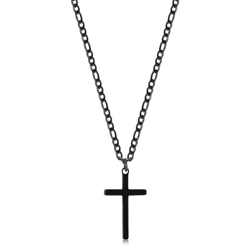 Cross Necklace for Boys Black Figaro Stainless Steel Cross Necklace Plain Christian Cross Pendant Necklace Simple Faith Jewelry Gift for Men Women 18" Cross Necklace for Boys Black Figaro Stainless Steel Cross Necklace Plain Christian Cross Pendant Necklace Simple Faith Jewelry Gift for Men Women 18"