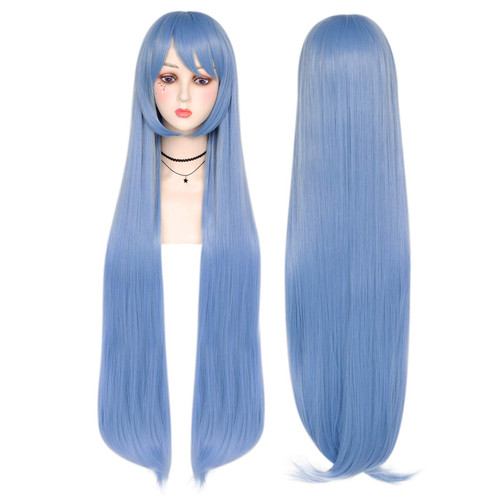 IMEYLE Blue Striaght Long Wig with Side Bangs for Anime Women Cosplay 42 Inch Light Blue Wig for Women Girls Peluca Azul Long Straight Wig with Bangs Synthetic Wig for Halloween Costume Party + Wig Cap IMEYLE Blue Striaght Long Wig with Side Bangs for Anime Women Cosplay 42 Inch Light Blue Wig for Women Girls Peluca Azul Long Straight Wig with Bangs Synthetic Wig for Halloween Costume Party + Wig Cap