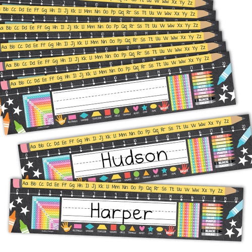 25 Colorful Teacher Name Plate for Desk Classroom - Desk Name Tags Classroom Kindergarten, Student Desk Name Plates for Classroom, Number Lines for Students Desk, Name Plate for Desk Kids Name Plates