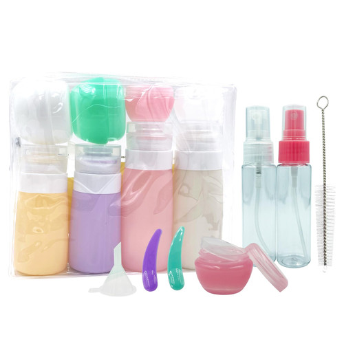 fangzi 16Pcs Travel Bottles for Toiletries Leakproof Refillable Travel Size Containers Body Wash Cream Storage Squeezable Bottle